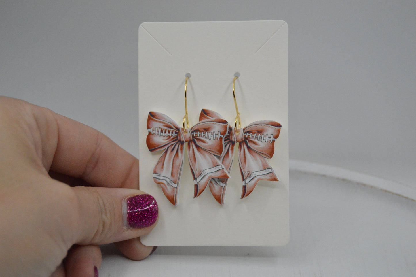 Football Coquette Bow Acrylic Earrings