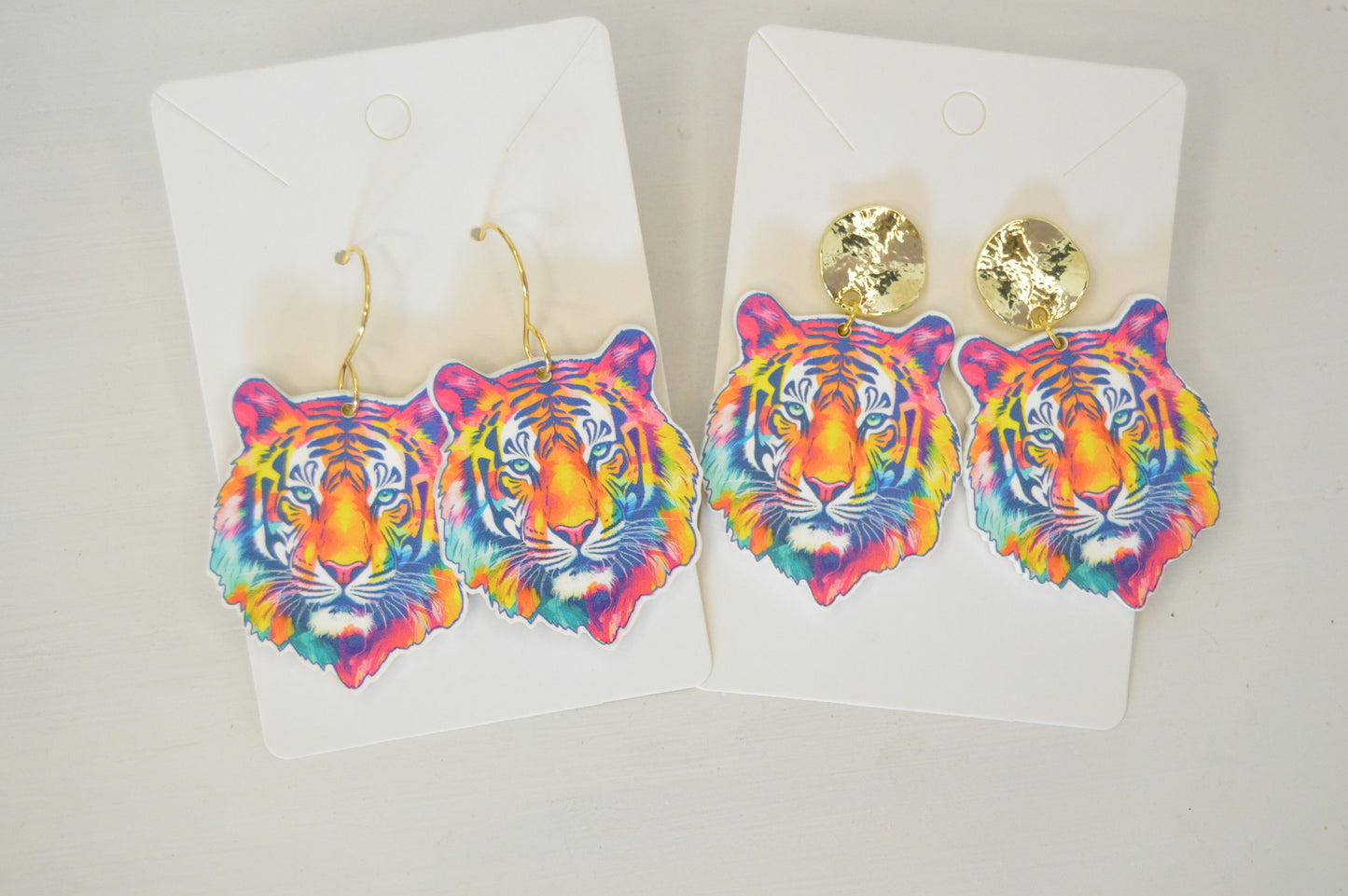 Colorful Tiger Earrings - Acrylic