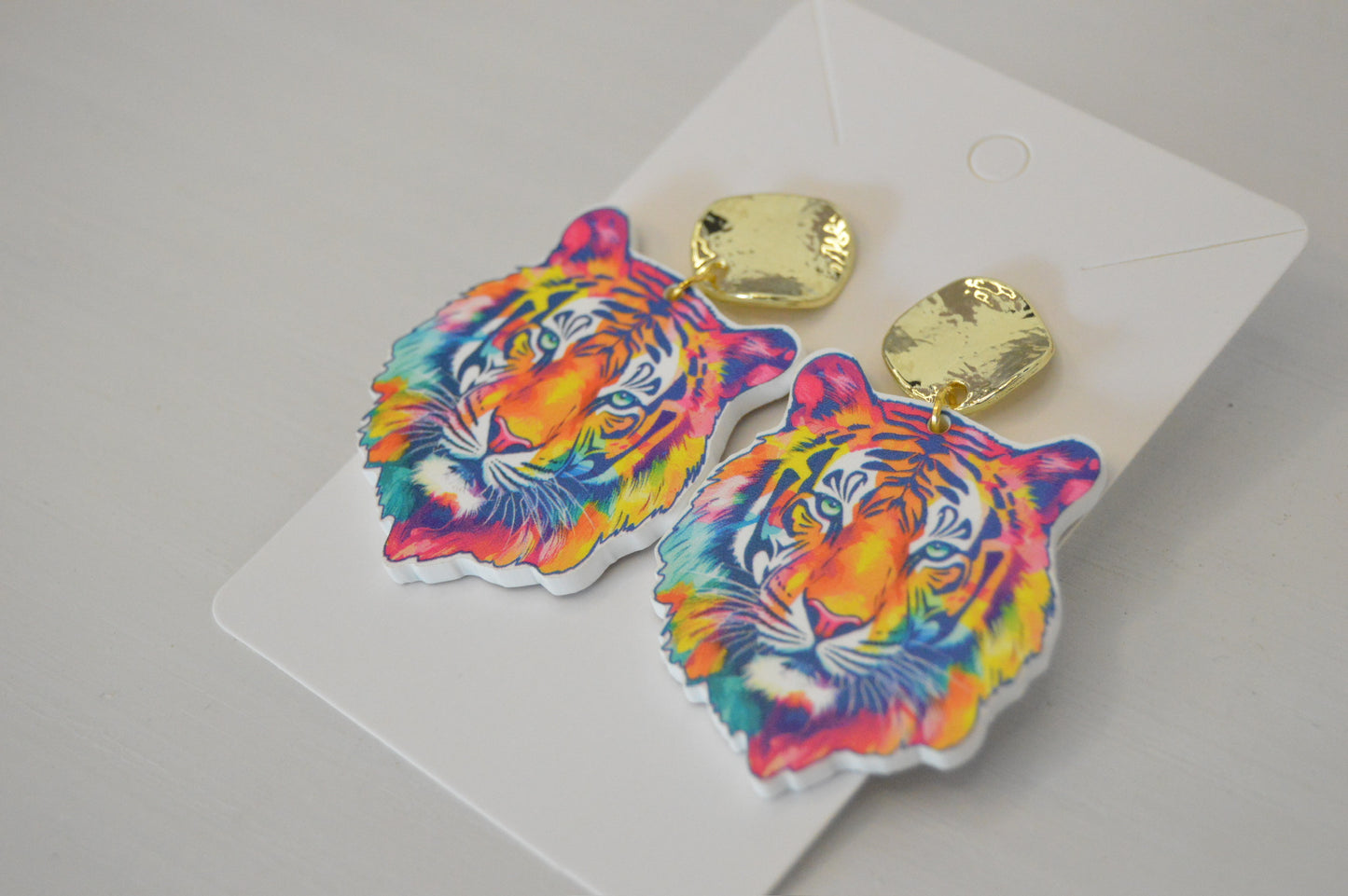 Colorful Tiger Earrings - Acrylic