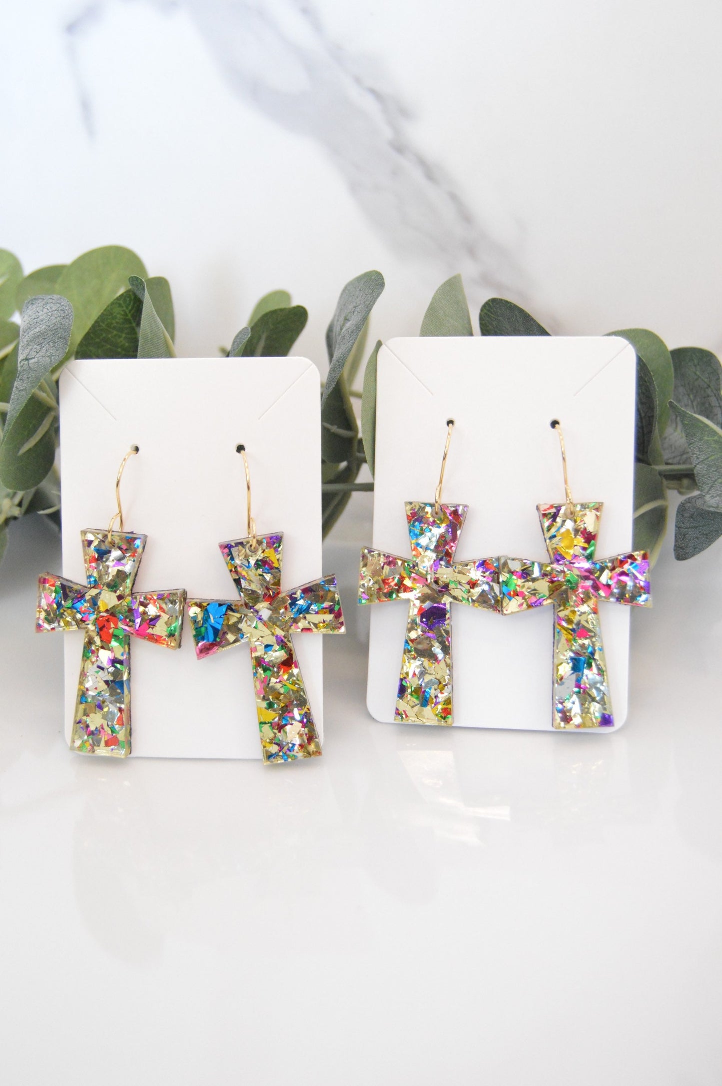 Germanic Cross Confetti Earrings - Acrylic