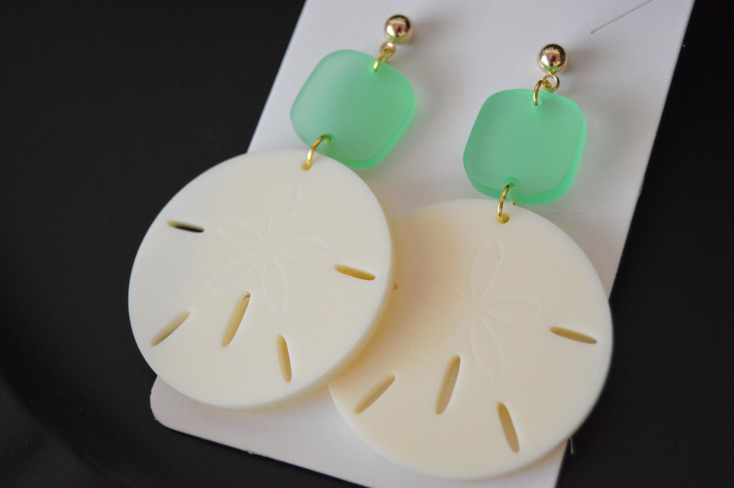 Sand Dollar Dangle Earrings - Acrylic