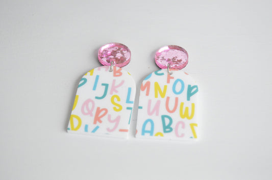Alphabet Dangle Earrings - Acrylic