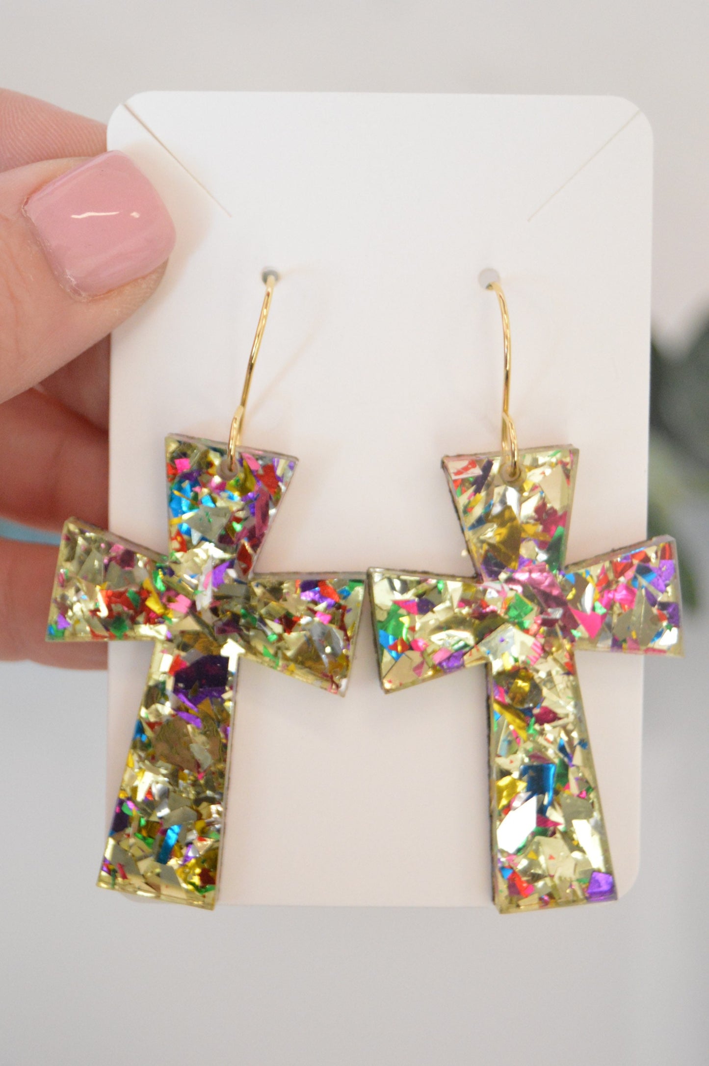 Germanic Cross Confetti Earrings - Acrylic