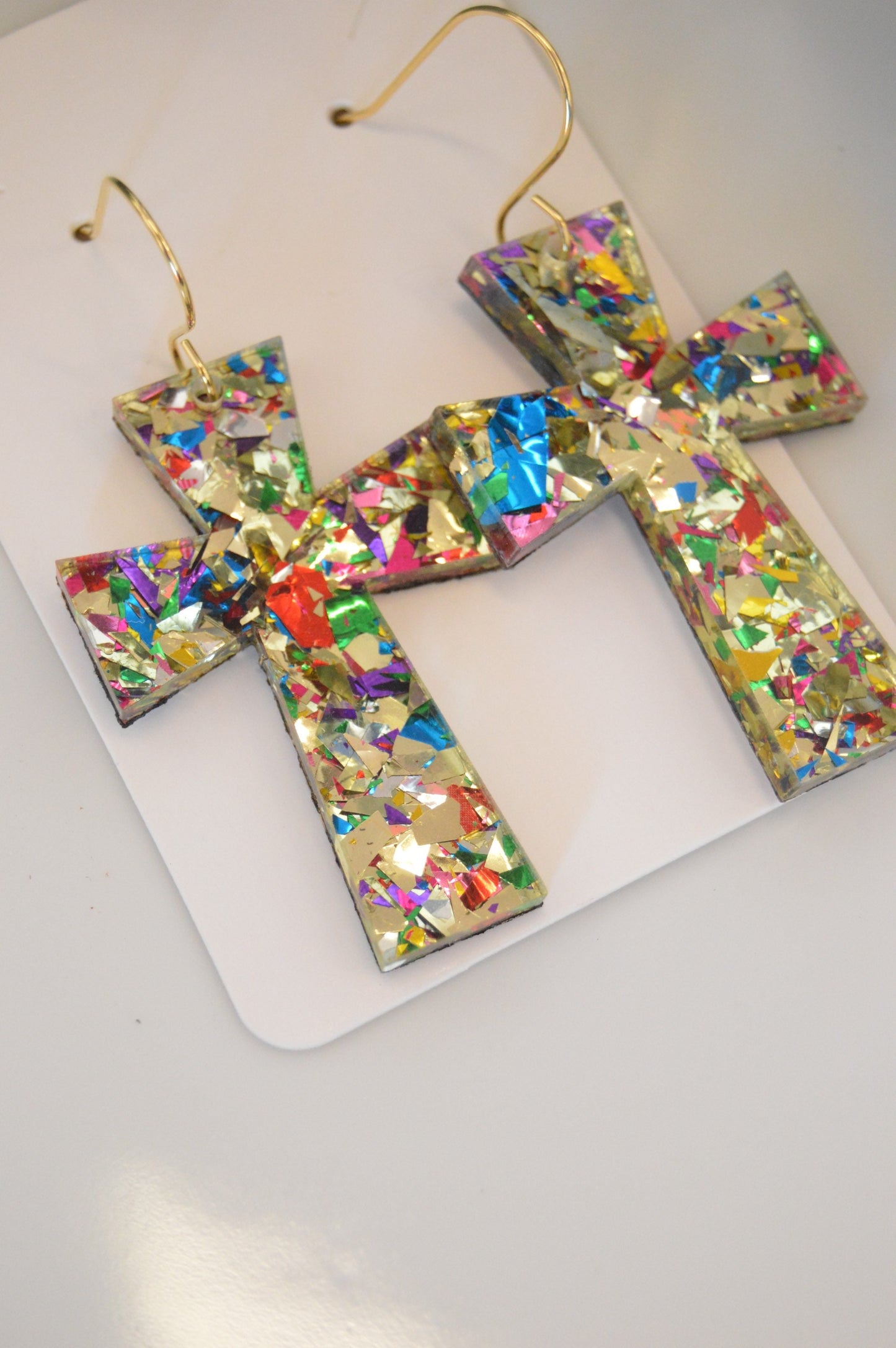 Germanic Cross Confetti Earrings - Acrylic