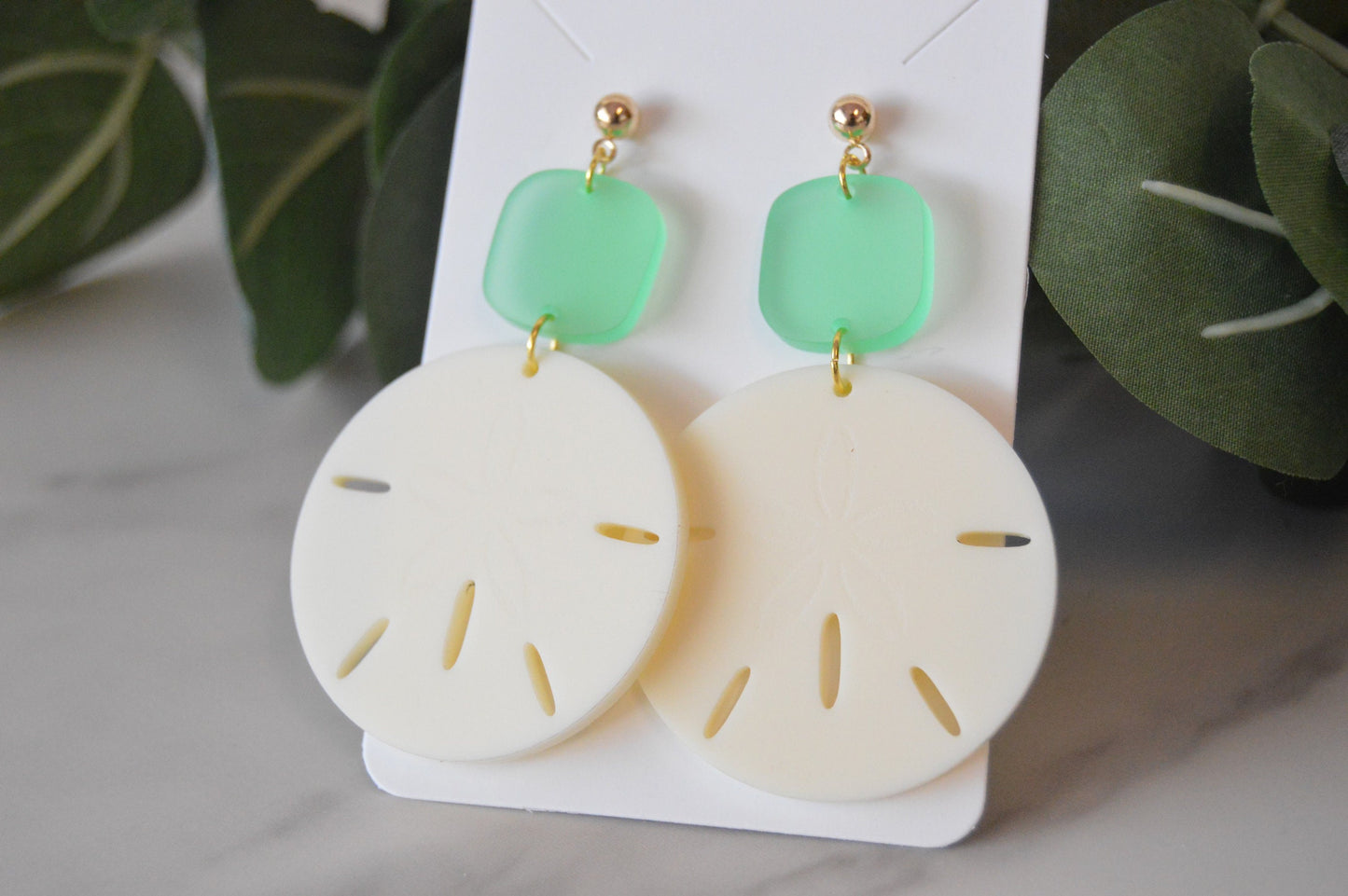 Sand Dollar Dangle Earrings - Acrylic