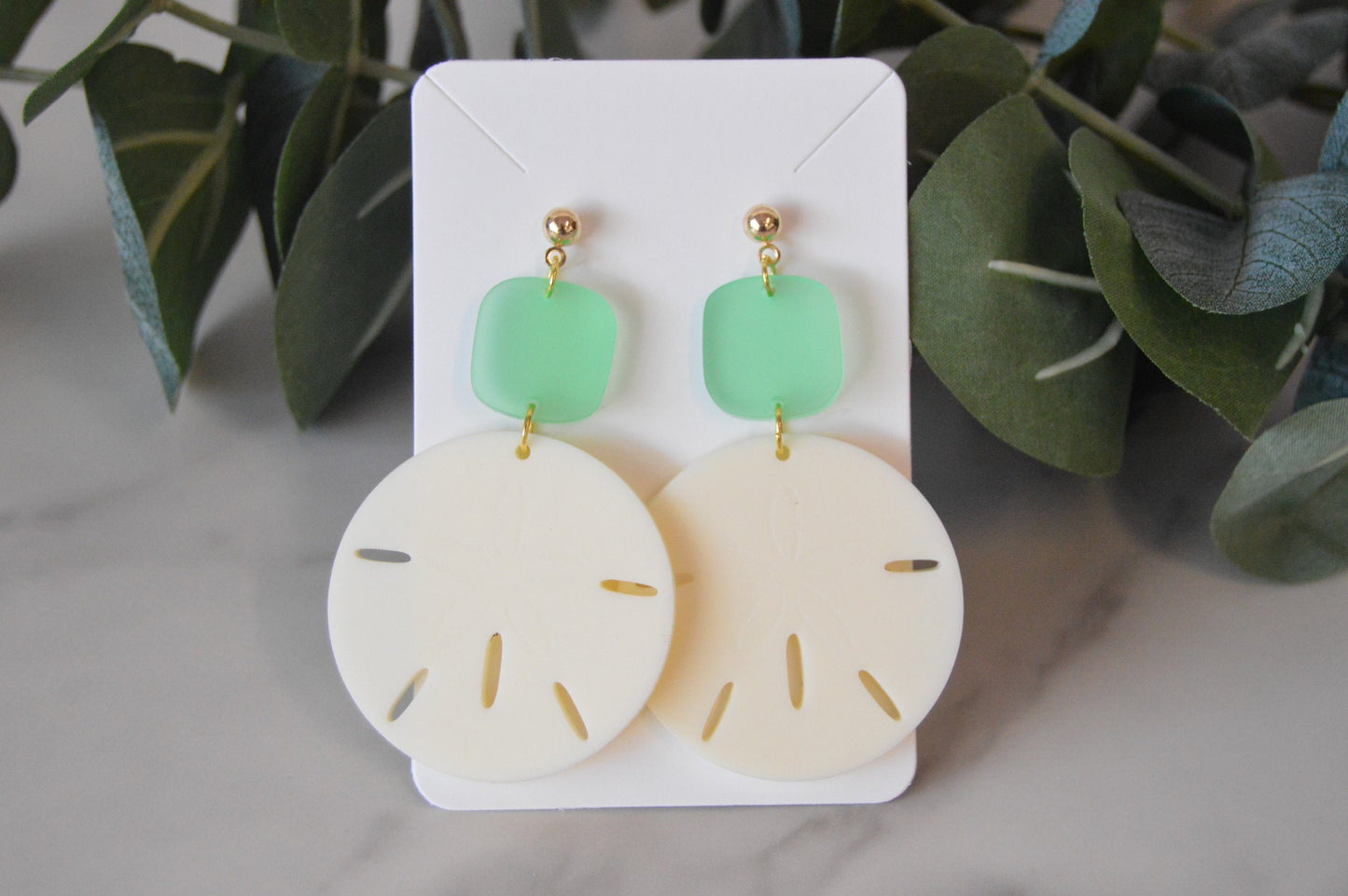 Sand Dollar Dangle Earrings - Acrylic