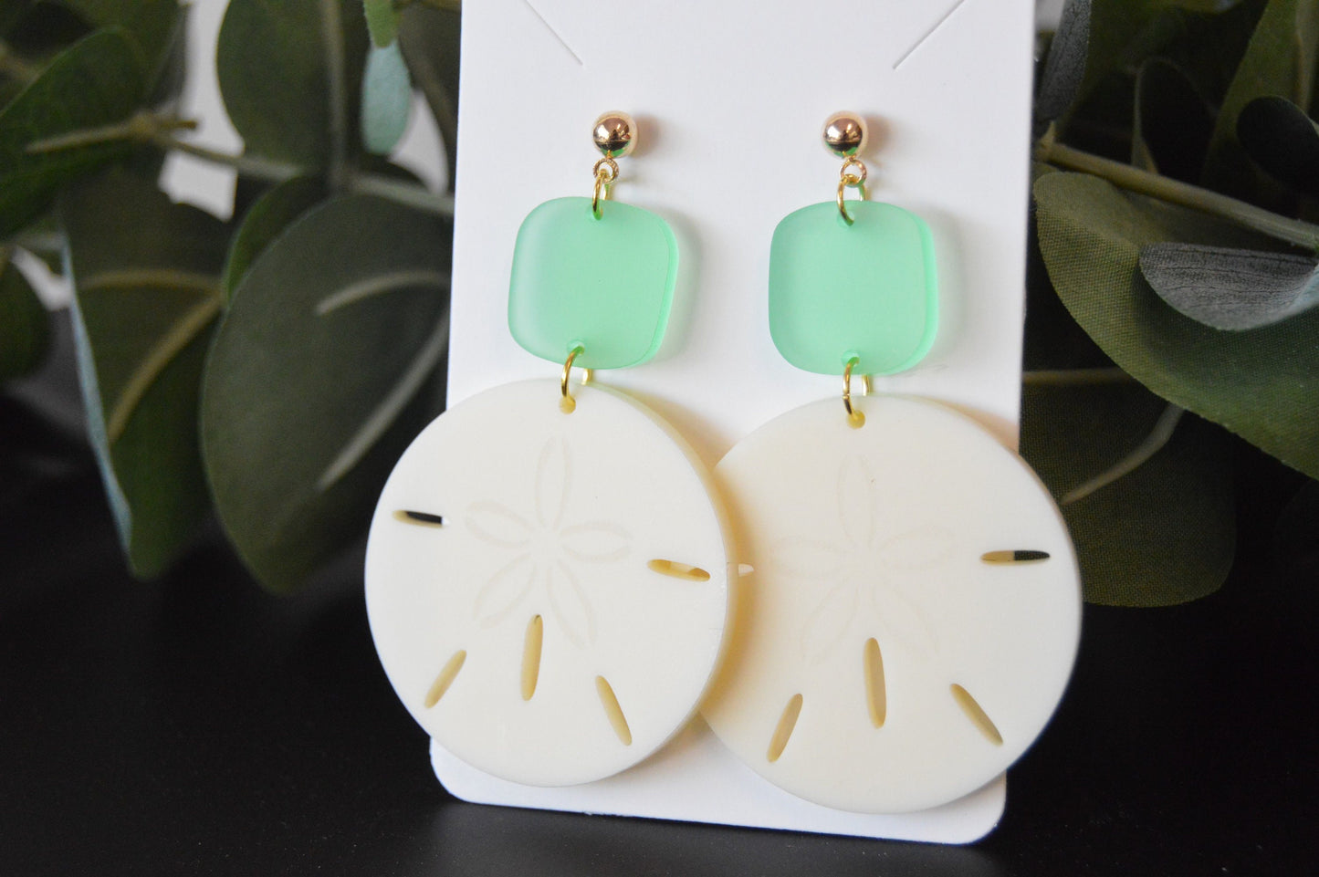 Sand Dollar Dangle Earrings - Acrylic