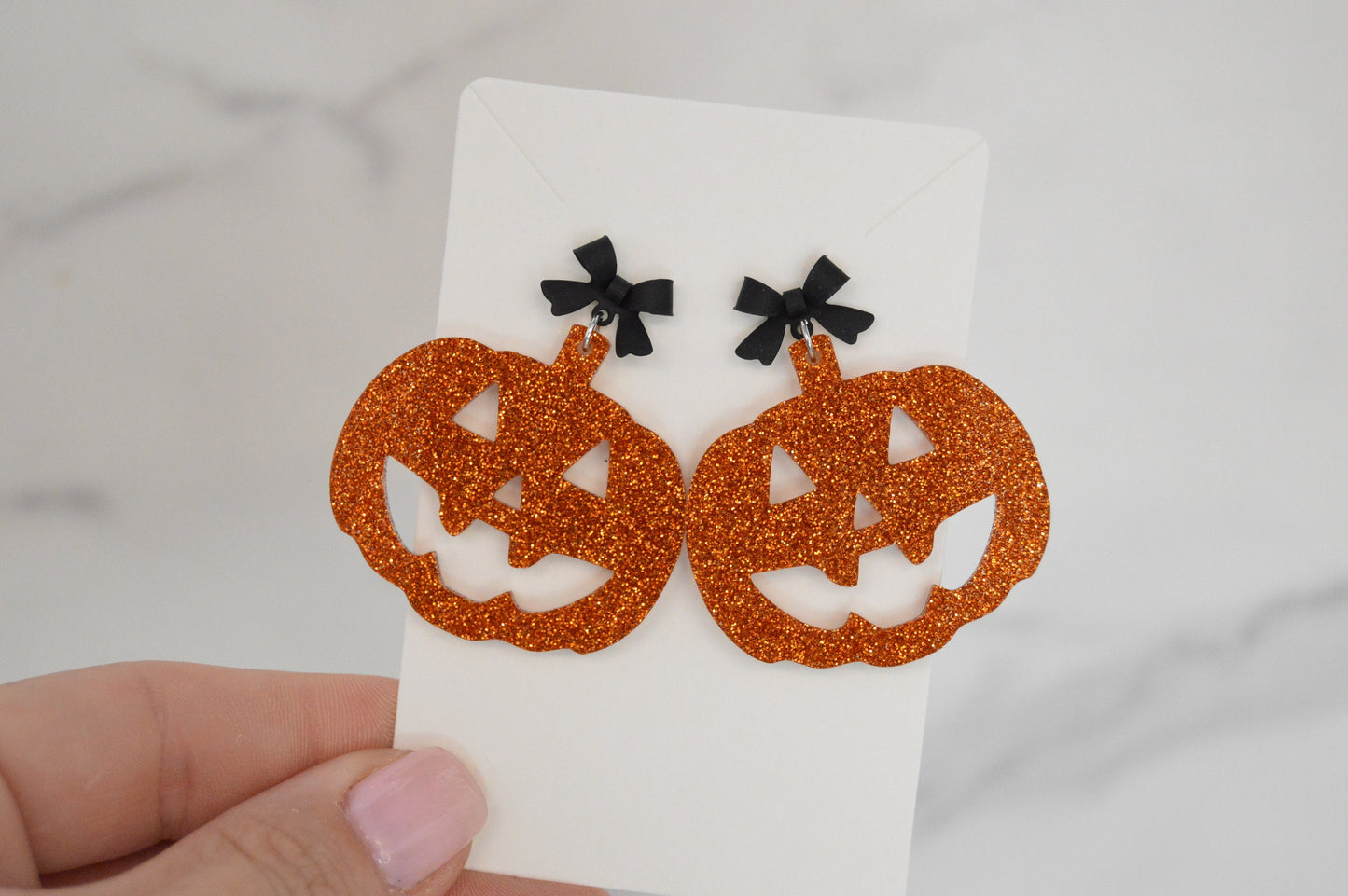 Jack-O-Latern Pumpkin Earrings - Acrylic